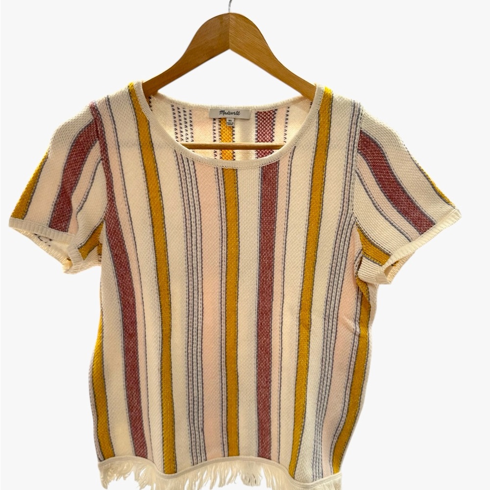 Anthropologie Relaxed Yellow and Red Crop Tee